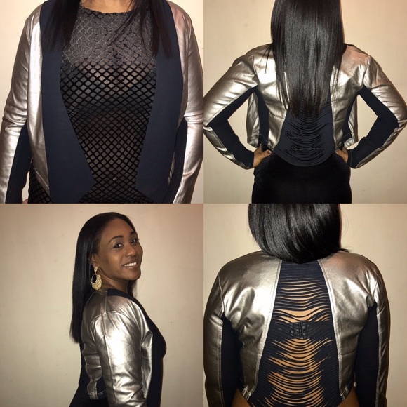 Gold and Black faux leather and sheer jacket! - Picture 4 of 4